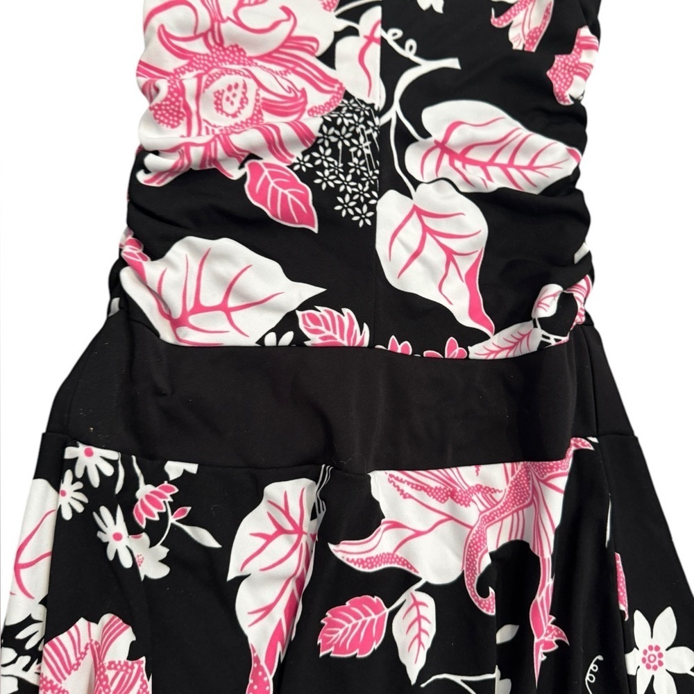 Vintage Rampage Pink Black Floral Mini Dress Stretch Strappy Y2K 90’s - Picture 9 of 13